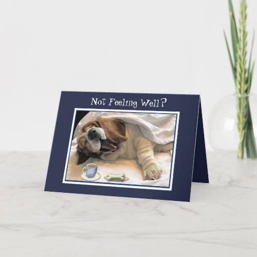 Funny Get Well Card WCute Basset Bones  Tea