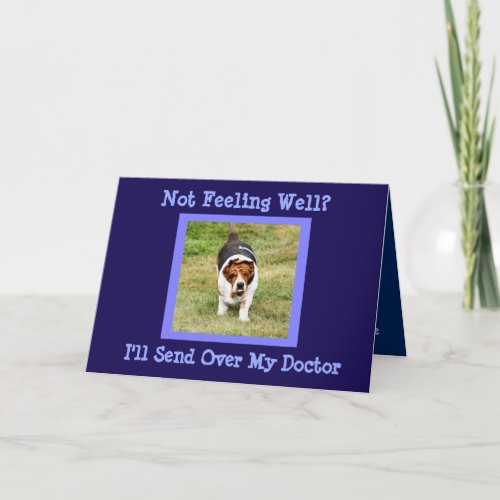 Funny Get Well Card wCute Basset Hound Doctor