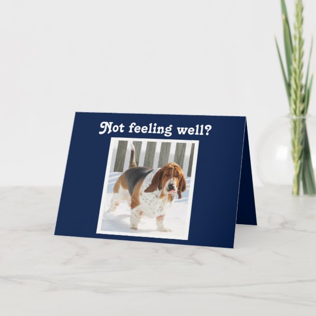 Funny Get Well Card with Cute Basset Hound (Front)