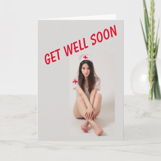 Funny Get Well Card with Sexy Nurse (Front)