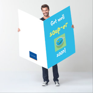 Funny get well postcard " Get well soup-er soon!" Card