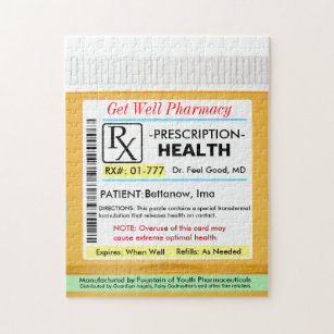 Funny Get Well  Prescription Bottle Jigsaw Puzzle