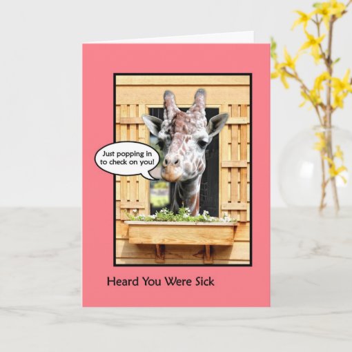 Funny Get Well Soon Giraffe Through Window Card | Zazzle