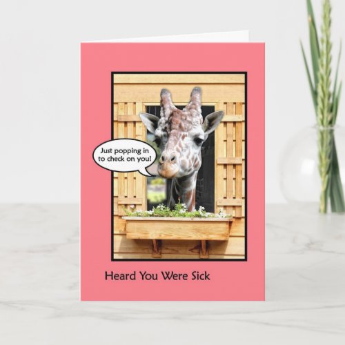 Funny Get Well Soon Giraffe Through Window Card