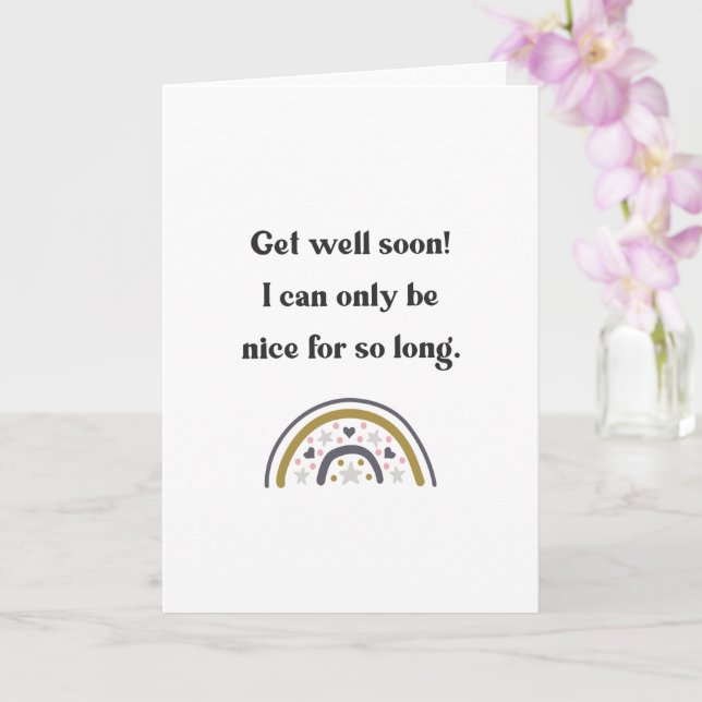 Funny Get Well Soon Humorous Card (Orchid)