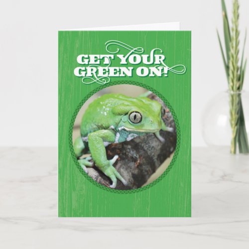 Funny Get Your Green On St Pattys Day Frog Card