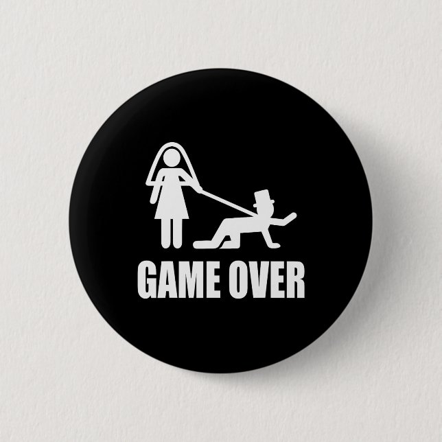 Funny Getting Married Game Over Wedding Gag Team G Button (Front)