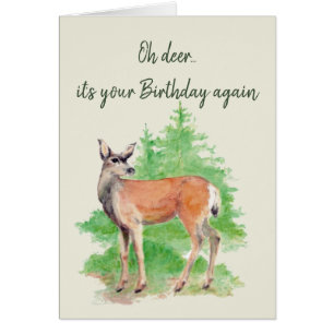 Funny Getting Old Birthday Deer Animal Art Cards