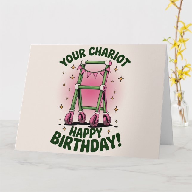 Funny Getting Older Birthday Walker Birthday Old  Card (Yellow Flower)