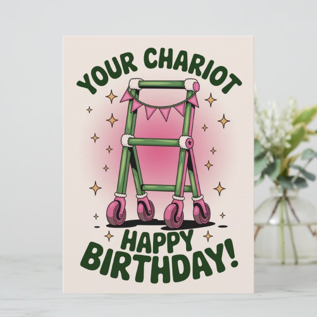 Funny Getting Older Birthday Walker Birthday Old  Card (Standing Front)