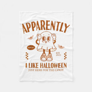 Funny Ghost Apparently, I Like Halloween Fleece Blanket