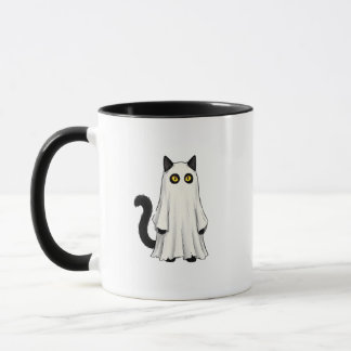 Funny Ghost Black Cat Halloween Mug