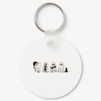 Funny Ghost Black Cat Spooky Season Trick Or Treat Keychain