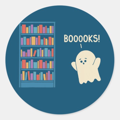 Funny Ghost Book Reading  Classic Round Sticker