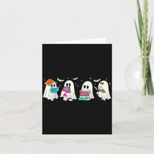 Funny ghost book reading halloween books lover card