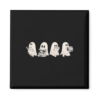 Funny Ghost Book Reading Halloween Books Lover Tea Magnet
