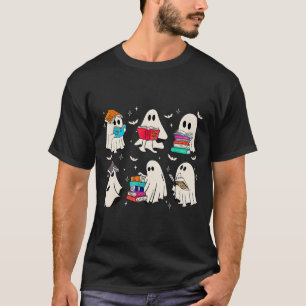 Funny Ghost Book Reading Halloween Books Lover Tea T-Shirt