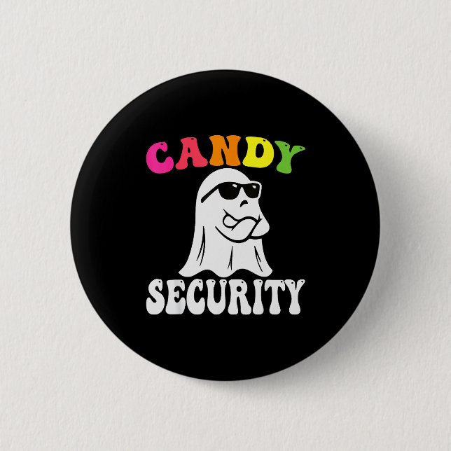 Funny Ghost Candy Security Halloween Costume Hallo Button (Front)