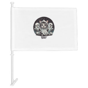 Funny Ghost Cat Boo Halloween Animal Ghost Kitty T Car Flag