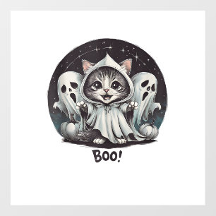 Funny Ghost Cat Boo Halloween Animal Ghost Kitty T Wall Decal