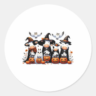 Funny Ghost Cows Halloween Animals Cow Owls Spooky Classic Round Sticker
