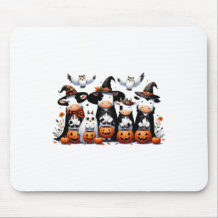 Funny Ghost Cows Halloween Animals Cow Owls Spooky Mouse Pad