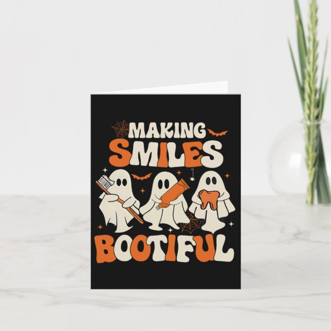 Funny Ghost Dentist Halloween Making Smiles Bootif Card (Front)