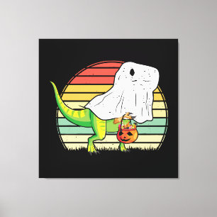 Funny Ghost Dinosaur Halloween Canvas Print