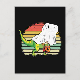 Funny Ghost Dinosaur Halloween Postcard