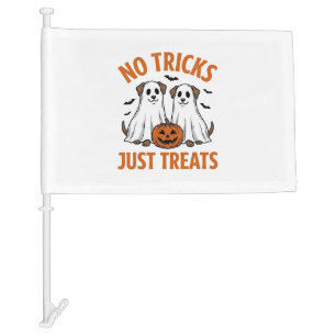 Funny Ghost Dog Halloween No Tricks Just Treats De Car Flag