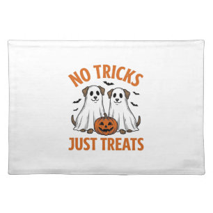 Funny Ghost Dog Halloween No Tricks Just Treats De Cloth Placemat