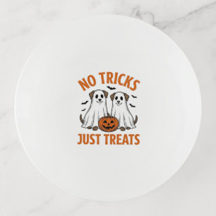 Funny Ghost Dog Halloween No Tricks Just Treats De Trinket Tray