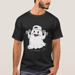 Funny Ghost Dumbbells Spooky Gym Weightlifting Hal T-Shirt