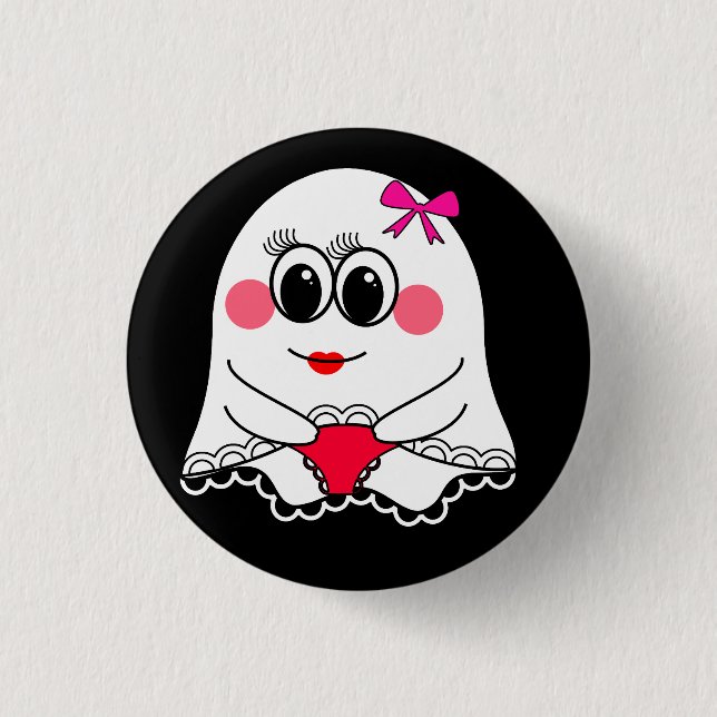 Funny Ghost emoji! Button (Front)