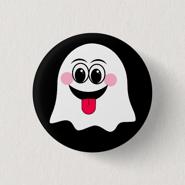 Funny Ghost emoji! Button (Front)