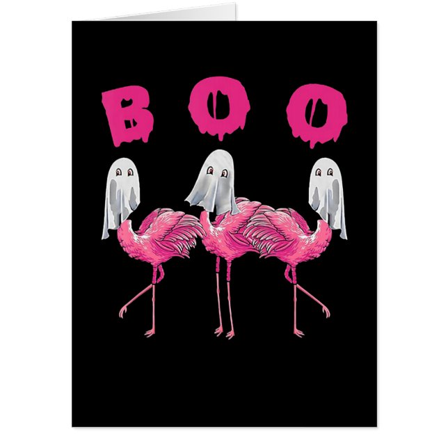 Funny Ghost Flamingo Boo Halloween Costume Gifts Card (Front)
