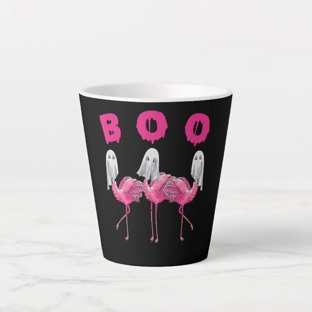 Funny Ghost Flamingo Boo Halloween Costume Gifts Latte Mug (Front)