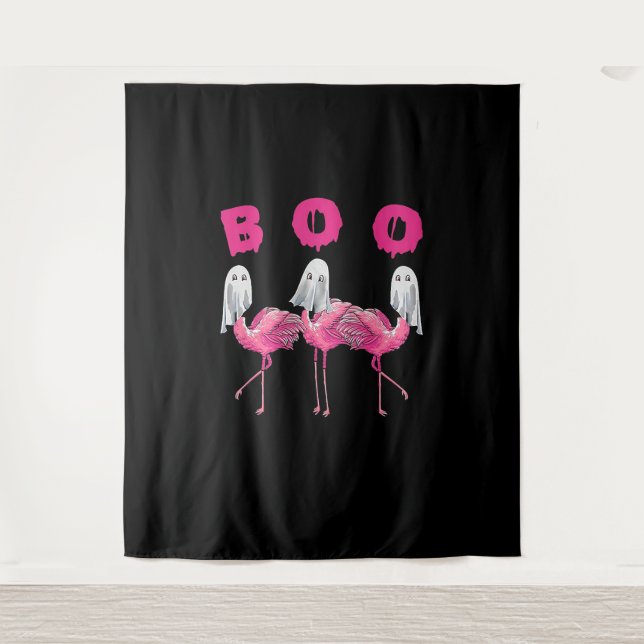 Funny Ghost Flamingo Boo Halloween Costume Gifts Tapestry (Front)