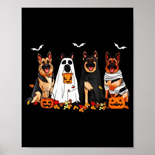 Funny Ghost German Shepherd Halloween Dog Mom Dog  Poster (Front)