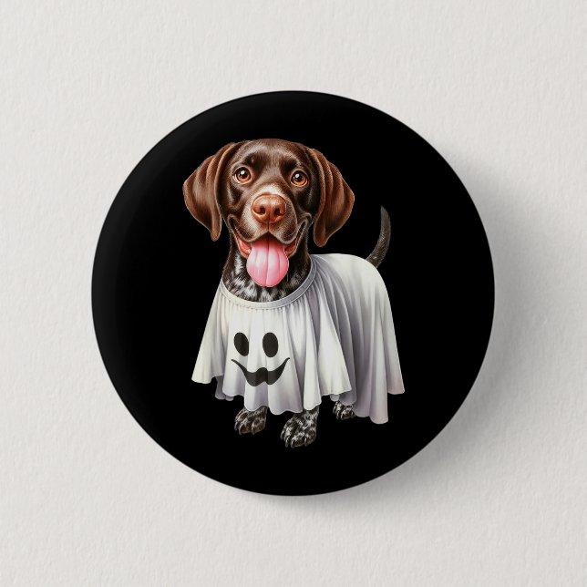 Funny Ghost German Shorthaired Pointer Dog Lover Button (Front)
