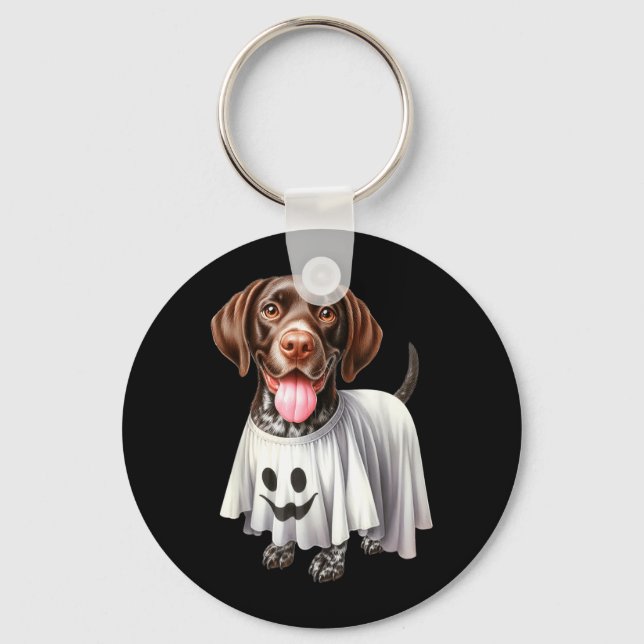 Funny Ghost German Shorthaired Pointer Dog Lover Keychain (Front)