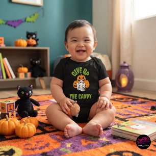 Funny Ghost Give Up The Candy Halloween Baby Bodysuit