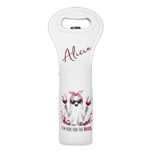 Funny Ghost Halloween Here For The Boos Spooky Wine Bag