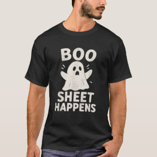 Funny Ghost Halloween Pun Boo Sheet Happens T-Shirt