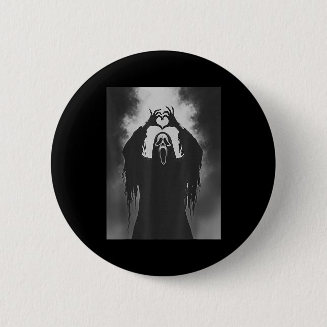 Funny Ghost Hand Heart Sign Soky Costume Halloween Button (Front)