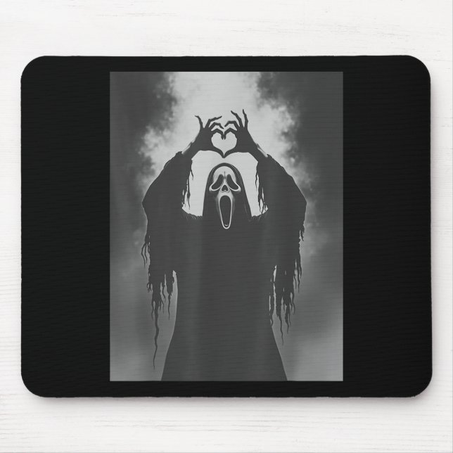 Funny Ghost Hand Heart Sign Spooky Costume Hallowe Mouse Pad (Front)