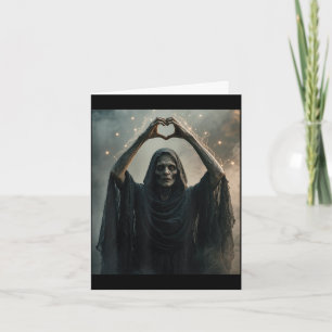 Funny ghost heart hands scary face horror poster card