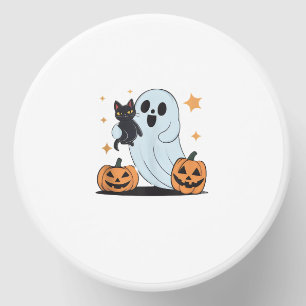 Funny Ghost Holding A Black Cat Lazy Halloween Spo Mini Candle Favors