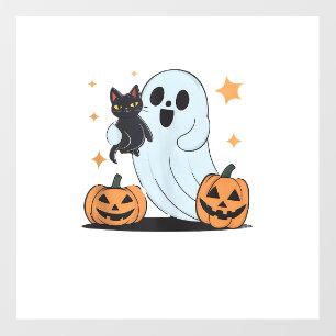 Funny Ghost Holding A Black Cat Lazy Halloween Spo Wall Decal