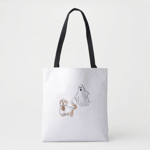 Funny Ghost Holding Puppy Dog Funny Halloween Pet  Tote Bag